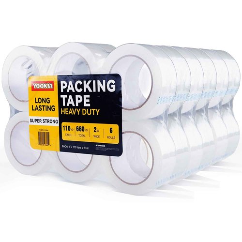 YOOKIA Clear Packing Tape 36 Rolls, Total 3960 yd., Heavy Duty Shipping Tape, Each 2 inch x 110 Yards x 2 mil Thick for Shipping, Packaging, Sealing and Moving
