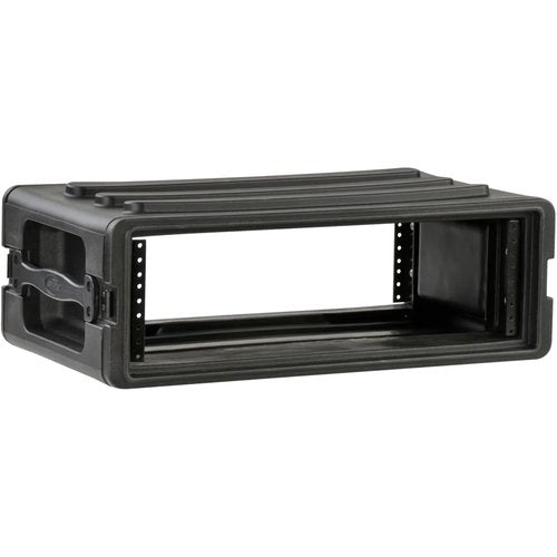 SKB Shallow Rack 3U - Roto-Molded for Durability & Impact Resistance, Waterproof & Stackable Design, with Twist Latches & Rubber Feet - Ideal for Secure Equipment Storage & Transport, Black