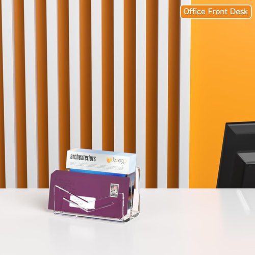 Beego Clear Acrylic Envelope & Mail Organizer - 2 Compartments for Desk Organization | Stylish Letter Holder