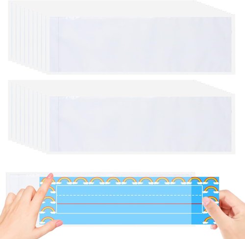 Skiennix 40 PCS Nameplate Pocket - 12.3" x 3.7" Adhesive Desk Name Tags | Durable 7mil Thickness