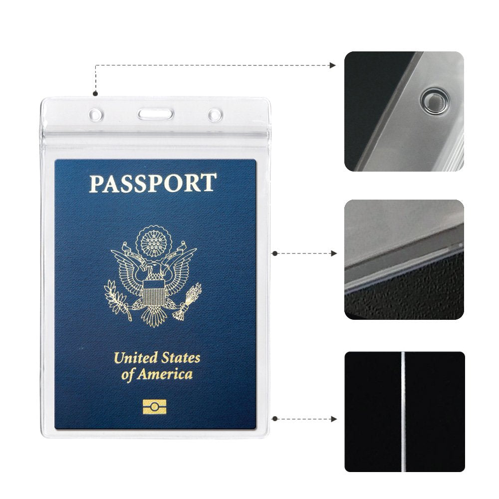 3Pack 4x6Inch Extra Large Holders Badge with Black Lanyards for Passports