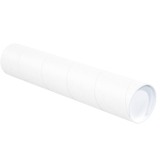 Partners Brand PP4018W Mailing Tubes with Caps, 4" x 18", White (Pack of 15)