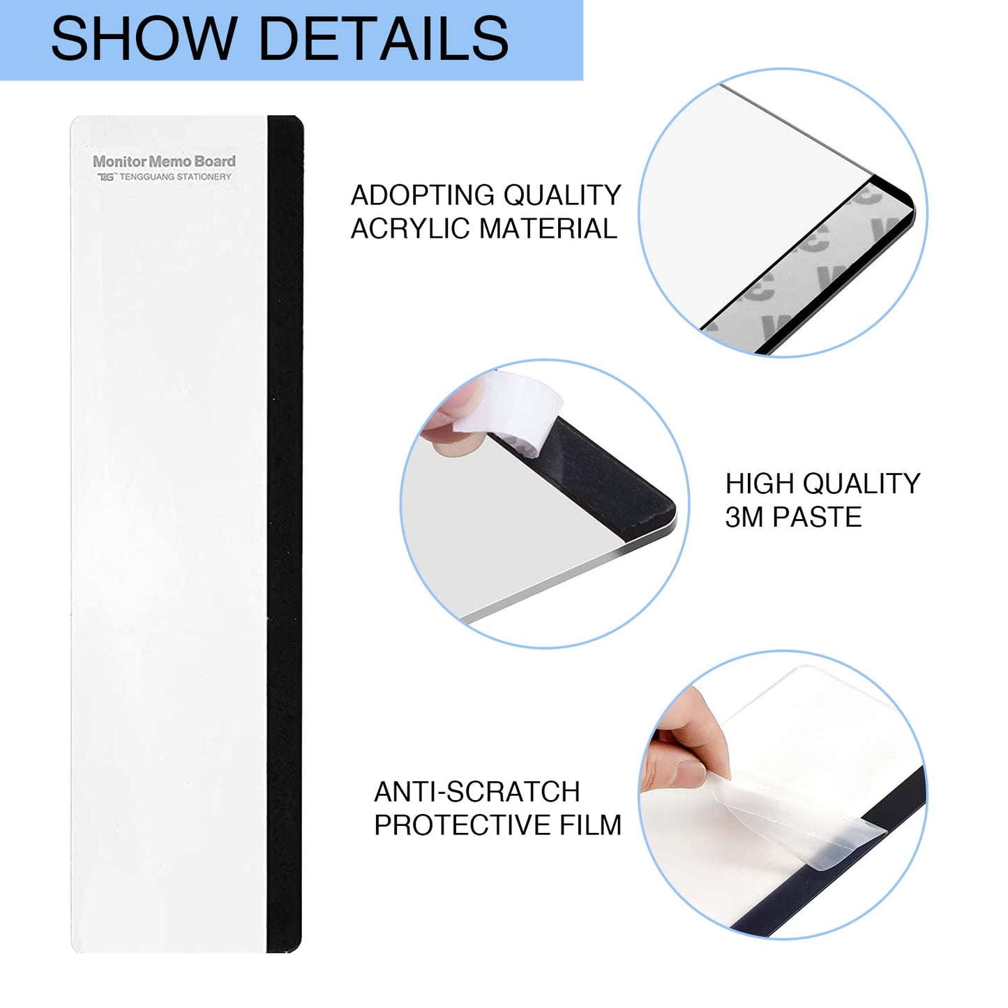Monitor Memo Board - Multifunction Computer Transparent Side Panel Creative Desktop Easy to Use Suitable for Home Office Left and Right (2pcs)