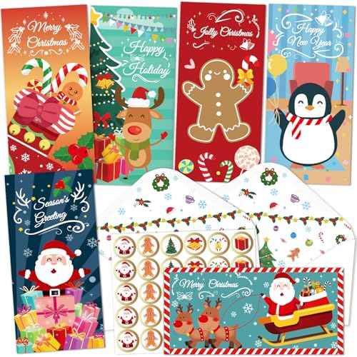 30 Pack Christmas Money Holders for Cash, Christmas Money Cards with Envelopes for Cash Gift Cards in 6 Assorted Festive Designs