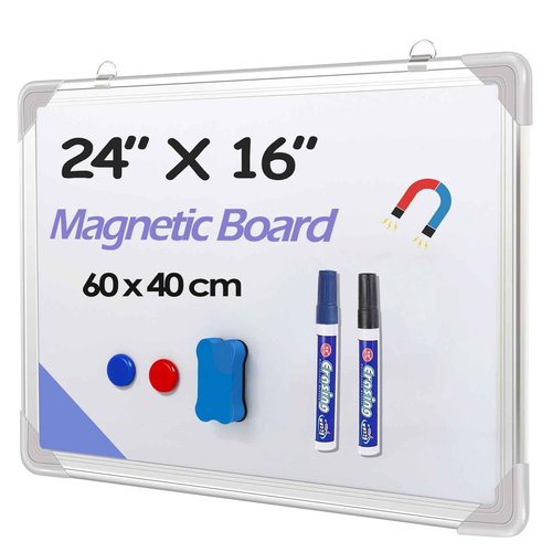 Message White Board 24" x 16"(60cm x 40cm) Small Dry Erase Calendar for Wall Portable with Drawing Teaching Memo Handwriting