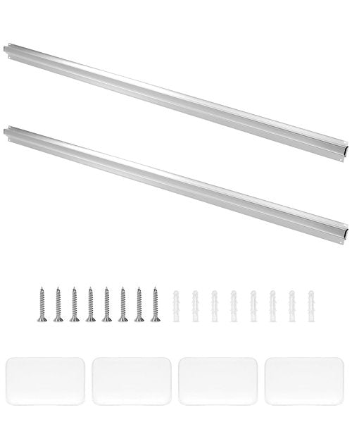 QWORK 48" Order Holder Slide Check Rack Rail, 2 Pack Big Desk Receipt Holder, Aluminium Display Rail Check Rack Receipt Ticket Bill Clip for Restaurant Office Hotel