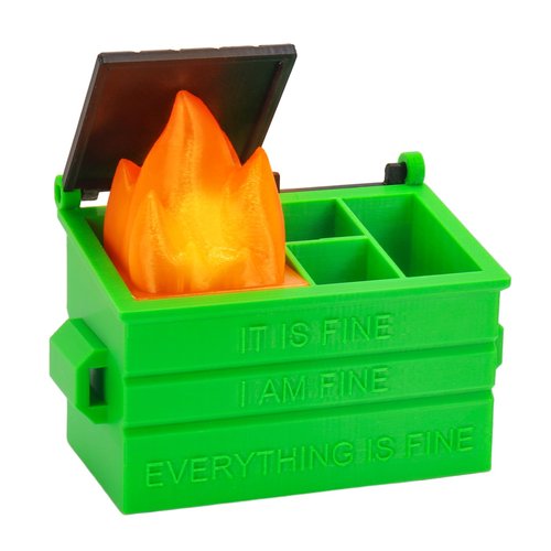 HOMQYTE Dumpster Pencil Holder with Flame Light and Charging Port Dumpster Pen Holder Desk Accessories for Office Christmas Decor (Green, 1P)