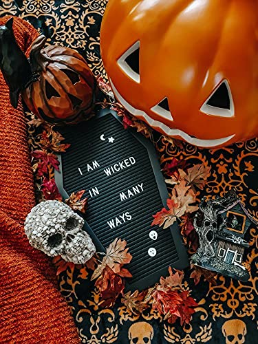Nomnu Black Coffin Letter Board with Bat Stickers - Goth Decor, Spooky Emojis, Halloween & Witchy Vibe