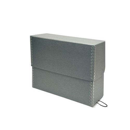 Lineco, Archival Document Storage Box with 12 Letter Sized File Folders, Acid-Free Organizer for Prints, Photos, Papers 12.5" x 10.5" x 5" Wide, Gray