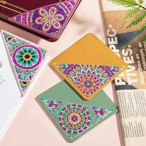 6 PCS Diamond Art Bookmarks, Diamond Painting Bookmarks for Book Lovers 5D DIY Bookmark Corner Bookmark Adults Crafts Diamond Art Kits for Adults Kids Home Office Beginner Adults Gift