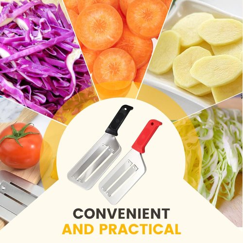 Stainless Steel Shredder Knife 2025 New Multifunctional Vegetable Cutter, Cabbage Shredder, Stainless Steel Double-Layer Slicer for Kitchen (Red+Black)