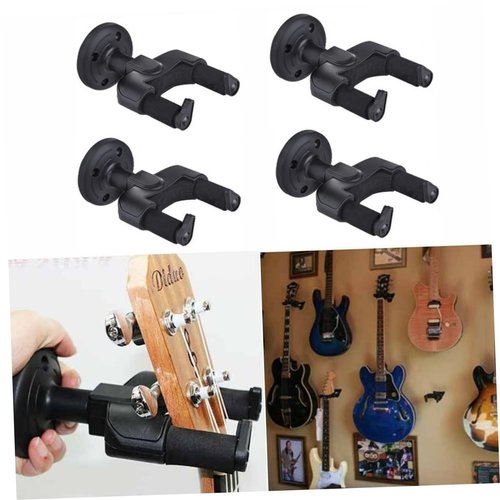 Vaguelly 4Pcs Detachable Guitar Hangers Wall Mount with Auto Locking Grip Black Guitar Rack with Base Secure Wall Holder for Acoustic Electric Guitars Space Saving Design