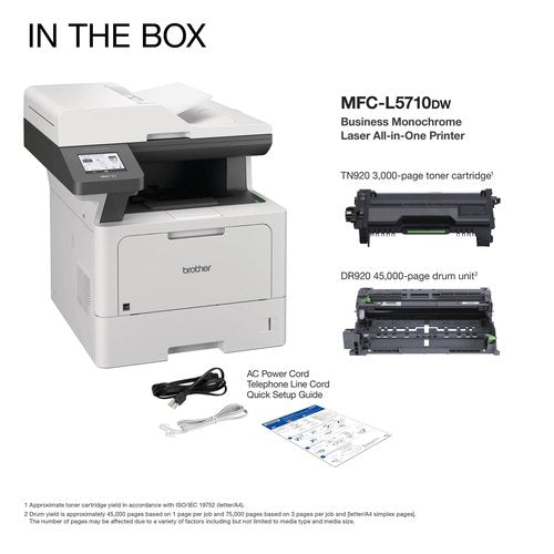 Brother MFC-L5710DW Business Monochrome Laser All-in-One Printer with Wireless Networking and Duplex Print, Scan, and Copy, Works with Alexa