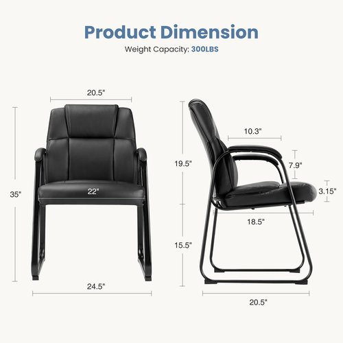 DUMOS Office Desk Guest Chair, Leather Waiting Room Chairs with Padded Arms for Elderly Home Reception Area Conference Room Lobby Side breakroom