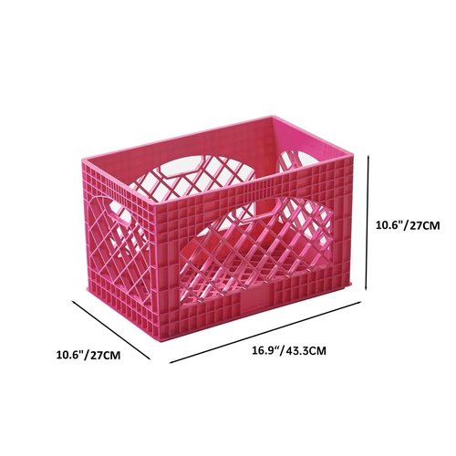 J&V TEXTILES 2 Pack Stackable Crates for Office Storage and Classroom Organization, 16, 24 Quart (Pink)