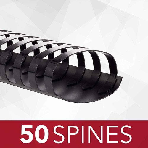 GBC Binding Spines / Spirals / Coils, 2" Diameter, 500 Sheet Capacity, CombBind, Black, 50 Pack (4200022)