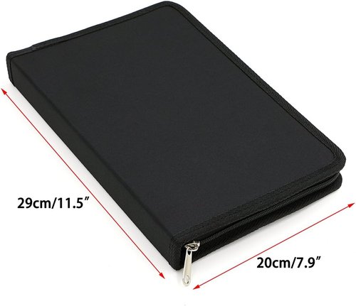 BTSKY® Portable Canvas Pencil Case - Super Large 72 Slot Zippered Pouch for Watercolor Pencils | Black