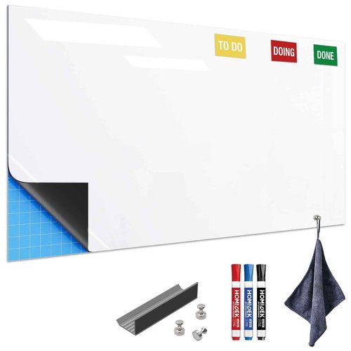 HOMiDEK Adhesive Backing Magnetic Whiteboard Contact Paper - 48" x 72" Peel and Stick Dry Erase Board Sticker - Magnetic Wall Decal Wallpaper for Any Smooth Surface, Office, Home, Classroom, Playroom