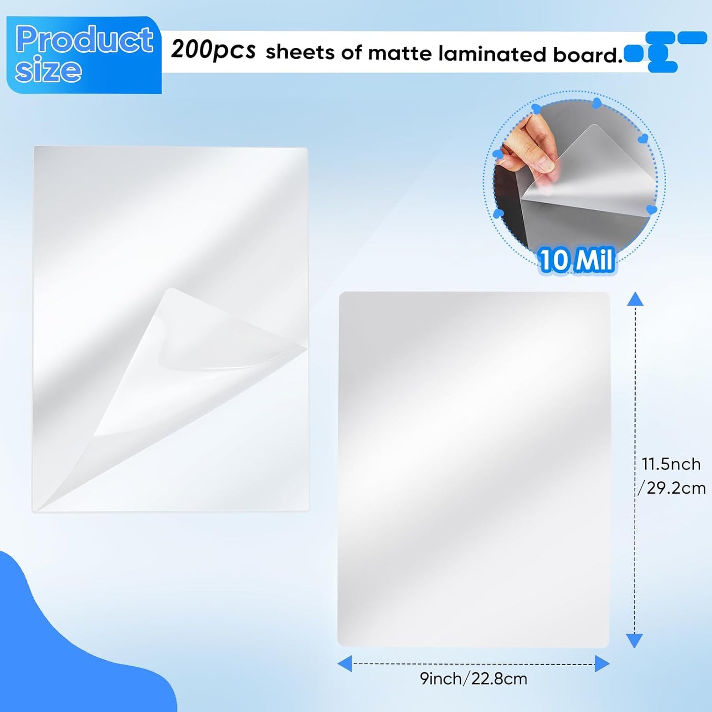 Skiennix Laminating Sheets - 200 Pcs 10 Mil Thermal Pouches | 9 x 11.5 Inch Glossy Clear Finish