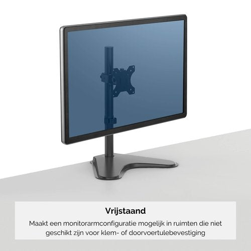 Fellowes 8049601 Professional Series Free-Standing Monitor Mount, Adjustable Computer Monitor Stand for Desk with Single Monitor Arm, 32 Inch Monitor Capacity