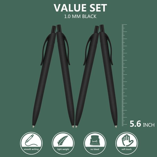deegtran Pens Bulk, 400 Pack No Bleed Black Barrel Click Pens, Wholesale Retractable Ballpoint Pens, Pens Medium Point, Smooth Ink Pens, 1.0MM Black Ink