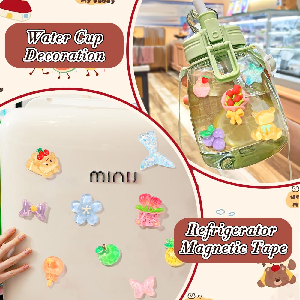 Vellibring 60PCS Cute Slime Charms Mixed Flatback Resin Charms Set,60 Styles Cartoon Making Kit Decorations for DIY Craft Phone Cases Nails Scrapbooking