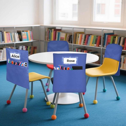 24 PCS Chair Pockets for Classrooms,19.5"x16.5" Seat Sacks for Classroom Chairs K-2,Classroom,School, and Home Seating Storage.