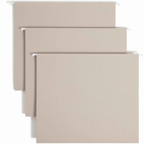 Smead TUFF Extra Capacity Box Bottom Hanging Folder, 2" Expansion, 1/3-Cut Easy Slide Tab, Letter Size, Steel Gray, 18 Per Box (64240)