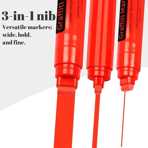 Fubullish 15mm Jumbo Paint Markers 12 Colors Acrylic Paint Pens for Wood Canvas Stone Rock Painting Mug Ceramic Glass Metal Surfaces DIY Crafts Making Art Supplies
