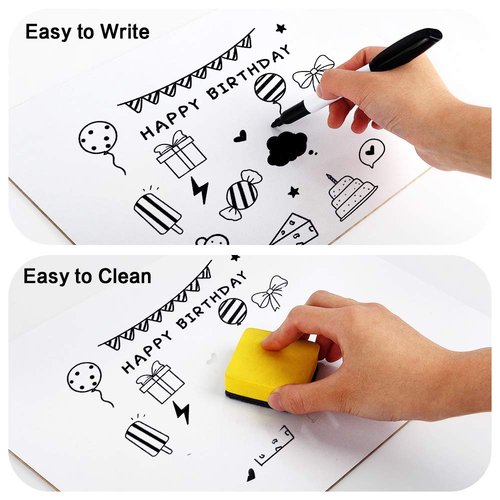 Dry Erase Lapboards, HERKKA 15 Pack Double Sided Dry Erase Lap Boards 9 x 12.5 Inch, 15 Markers, 15 Erasers, Small Dry Erase Boards for Students Classroom Teacher Supplies