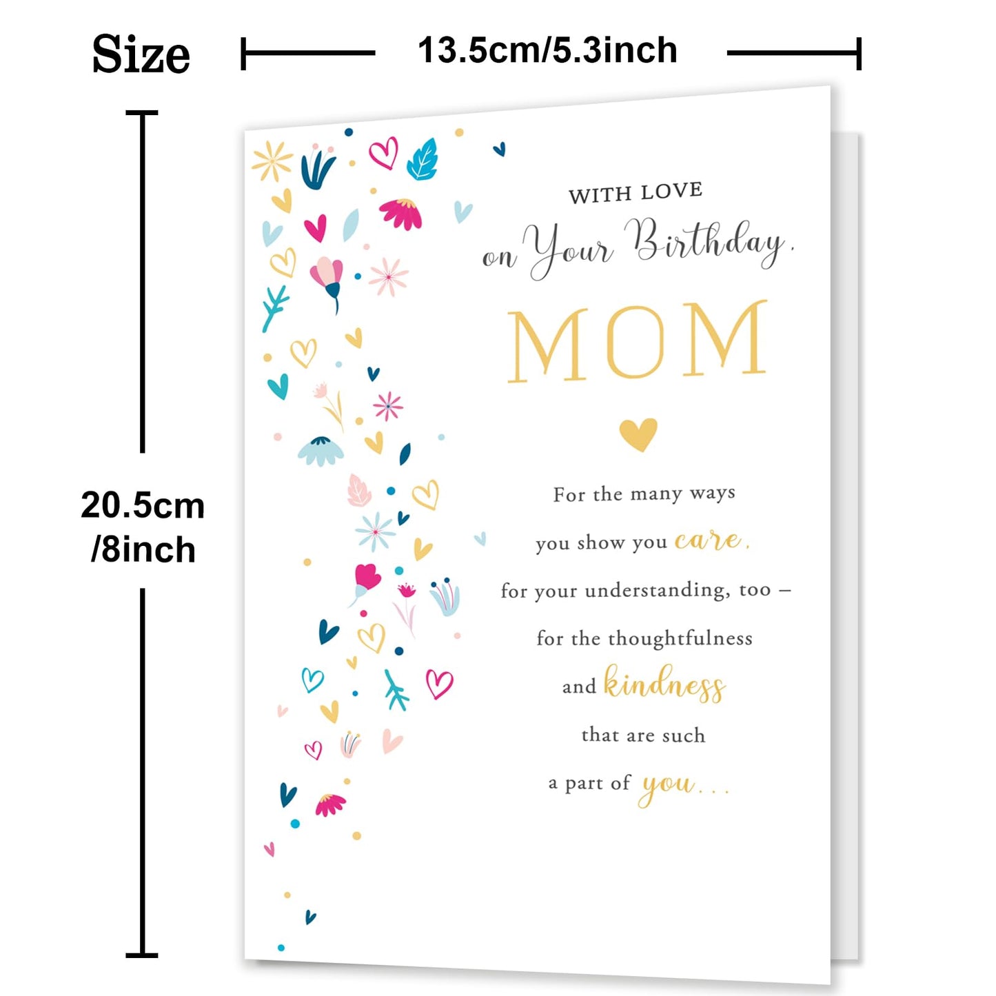 HEJOYN Mom Birthday Card, Birthday Card Gift for Mom from Son Daughter Kid, Mother Bday Cards from Kids
