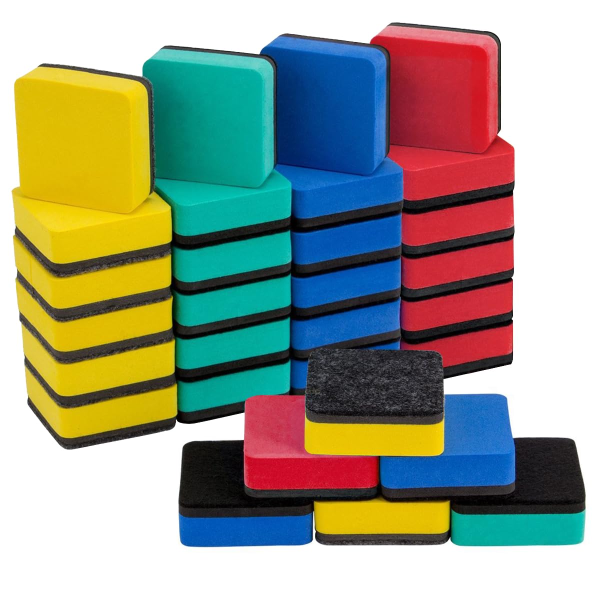 24 pcs Strong Magnetic Whiteboard Erasers - Mini Dry Erase Erasers, Small Chalkboard Cleansers Wiper for Kids and Teachers Classroom Must Haves School Supply Home and Office, Square