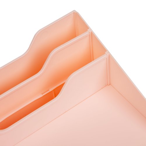 Mind Reader Desktop Organizer, Vertical File Holder, Paper Trays, Office, Plastic, Pink