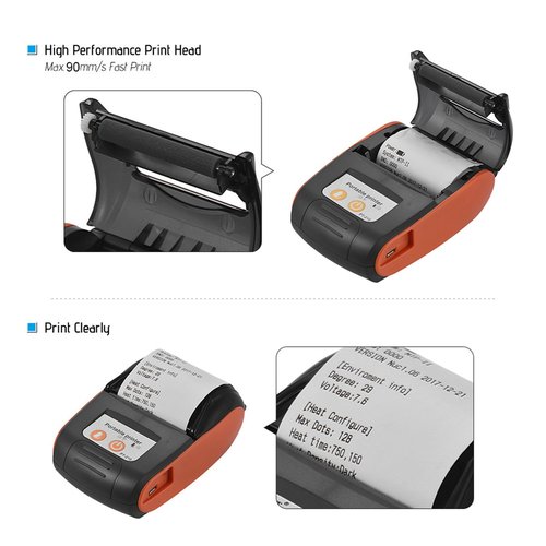 Sunydog Thermal Receipt Printer,PT-210 Portable Thermal Printer Handheld 58mm Receipt Printer for Retail Stores Restaurants Factories Logistics