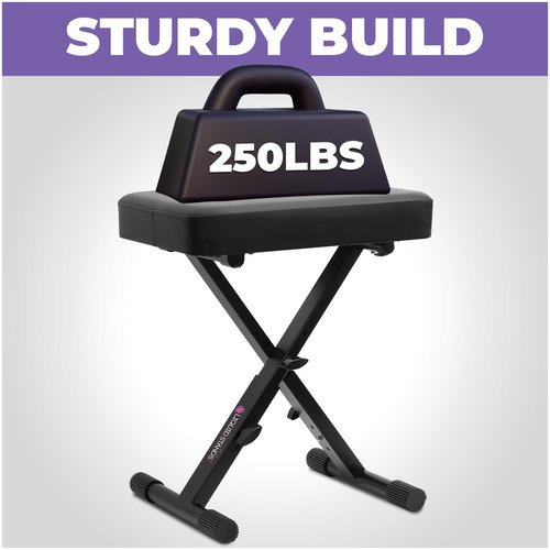Liquid Stands Foldable Adjustable Piano Bench X-Style Music Stool - Piano Keyboard Bench Seat for Piano Keyboard Stand with Black Cushion Padded Bench for Musicians Piano Stool Chair, Piano Desk