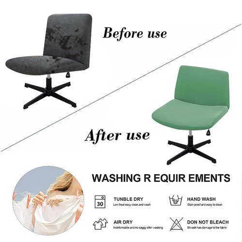 WYLEBER Stretch Armless Chair Covers,Swivel Criss Cross Chair Covers Slipcovers,Mid Back Wide Seat Office Desk Accent Chair Cover for Offices,Bedrooms,Dressers(White)