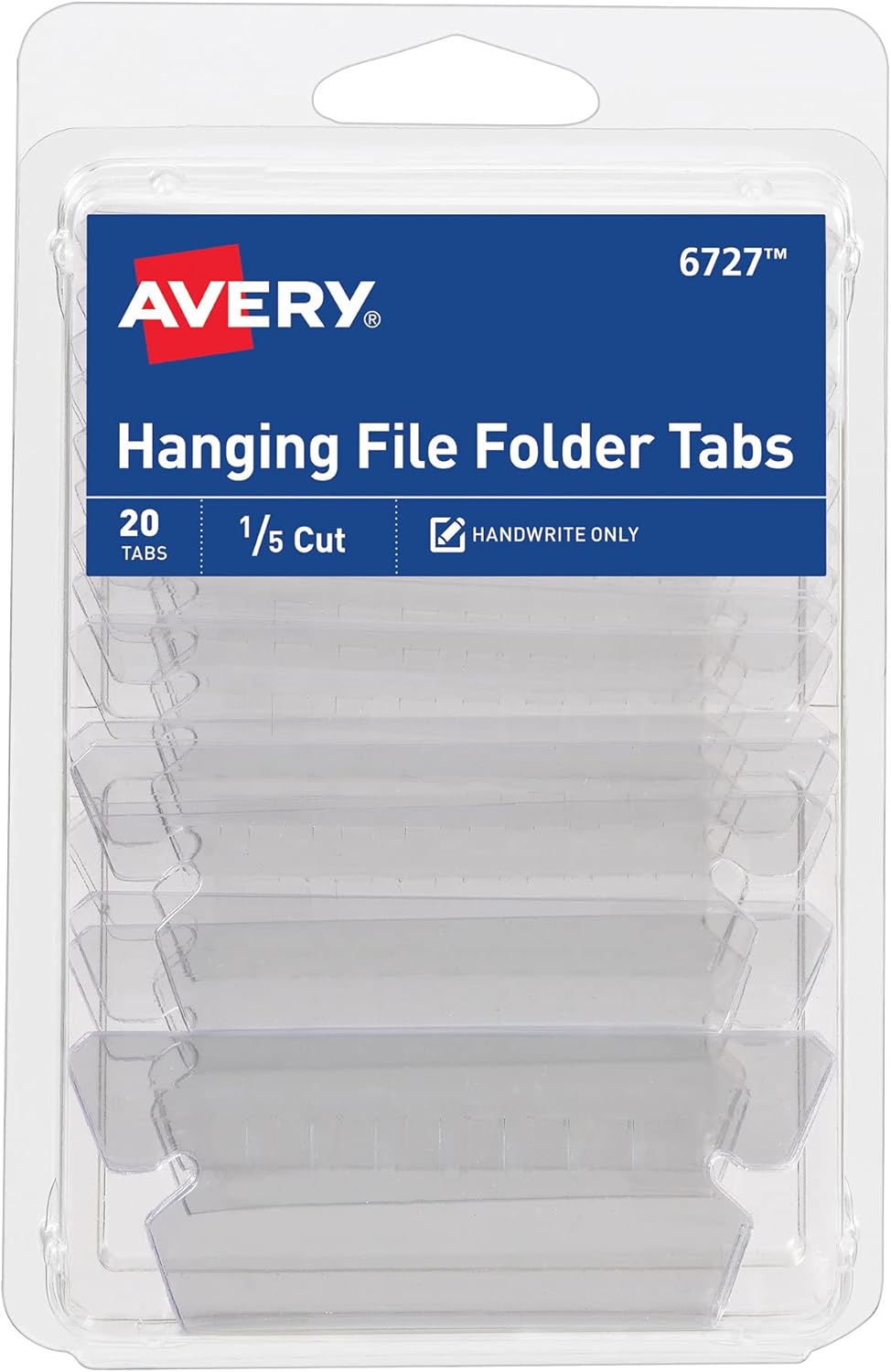 Avery Hanging File Folder Tabs - 1/5 Cut Clear Inserts | 20 Tabs for Organized Filing