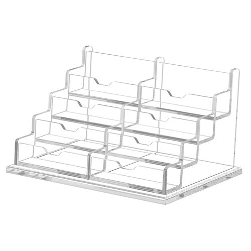 NIUBEE Clear Business Card Holder 4 Tier Acrylic Business Card Stand, 8 Slots Business Card Display for Desk Counter, 600 Card Capacity, 1 Pack