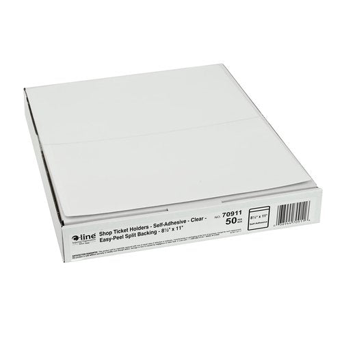 C-Line Self-Adhesive Shop Ticket Holders, 8.5 x 11 Inches, Clear, 50 per Box (70911)
