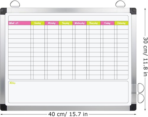 EAONE Magnetic Dry Erase Chore Chart - Double-Sided Weekly Calendar for Kids & Adults | 16 x 12 in, Aluminum Frame, 8 Markers, 4 Magnets & Eraser