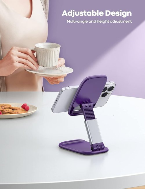 Lamicall Purple Phone Holder - Stylish Dark Purple Cellphone Stand for iPhone & Smartphones 4-8''