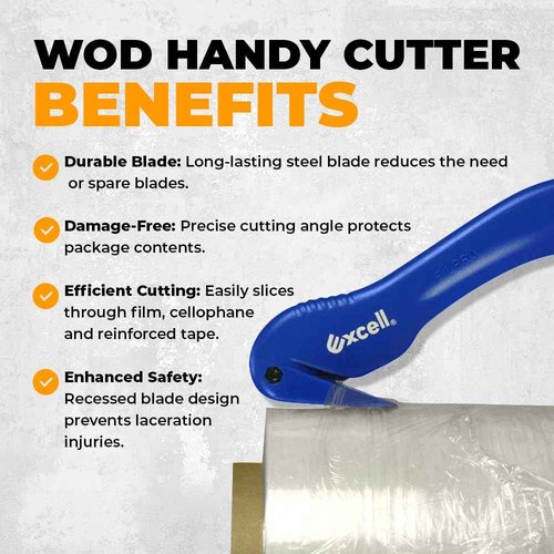 WOD SD-259B Disposable Handy Cutter Package Opener, Stretch Film Shrink Wrap Safety Box Cutters & Strapping Speedy Safety Cutter - Ideal for Office & Commercial Use (Pack of 12)