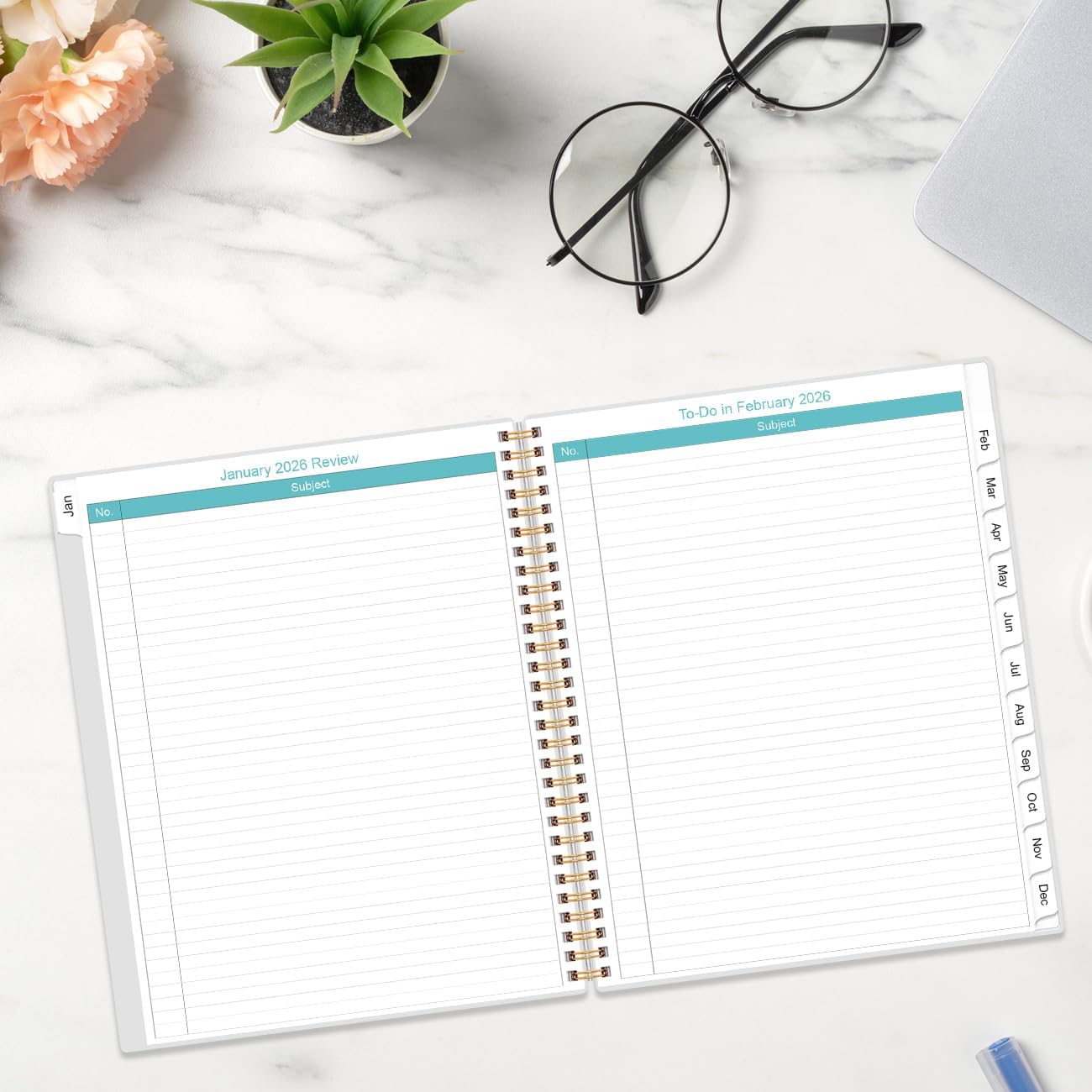 2026-2027 Monthly Planner | 18-Month Calendar with Tabs, 9" x 11", Strong Twin-Wire Binding, Pink
