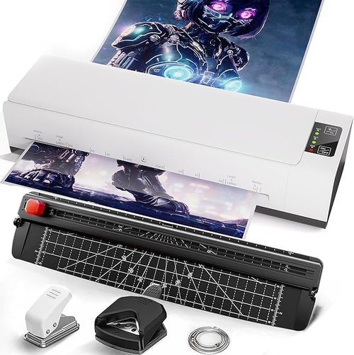 13 Inch Laminating Machine, 9-in-1 A3 Cold & Hot Laminating Machine with Laminating Sheets, Thermal Sensitive Laminator with Rapid Heating Technology, for Home, Office or School Supplies, White