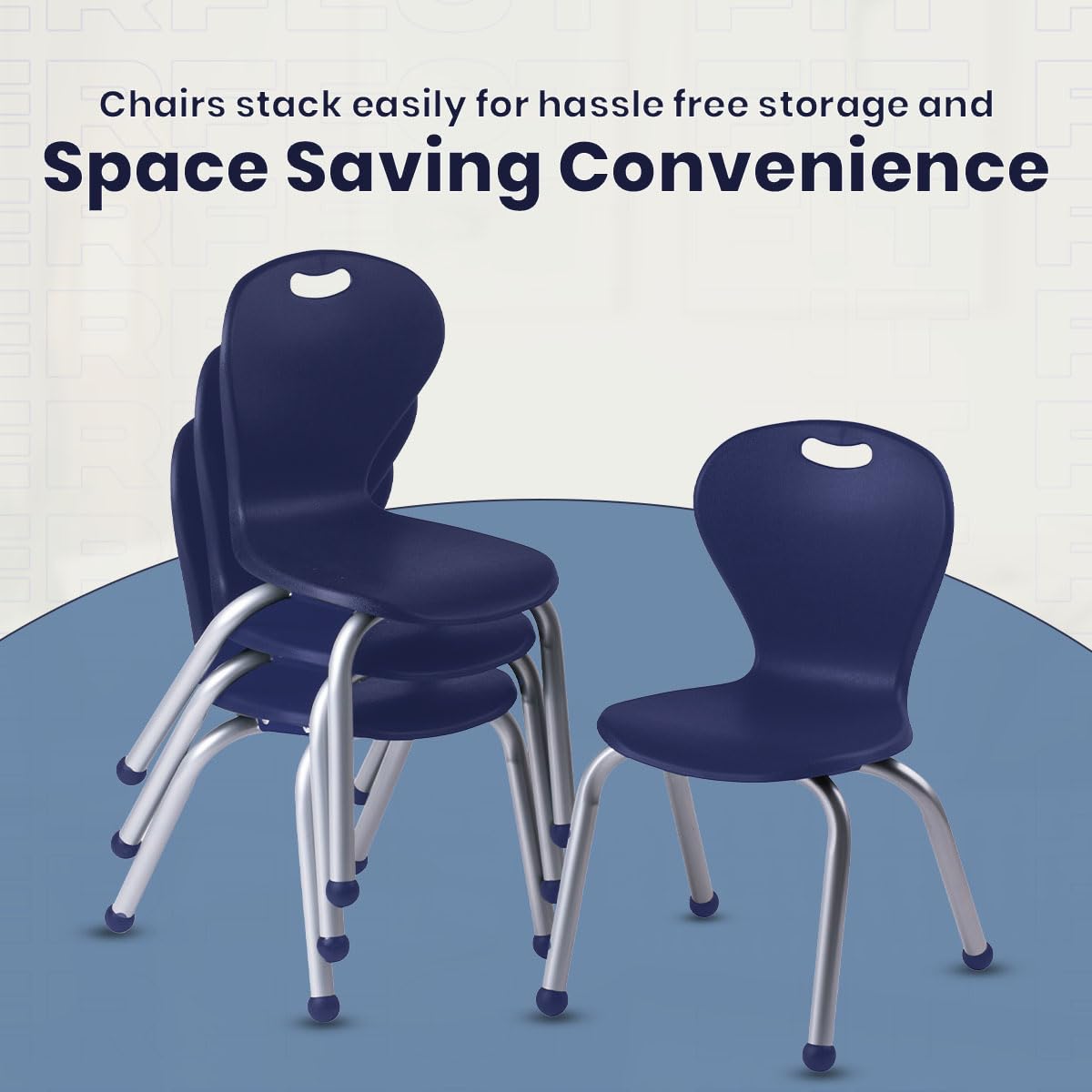 School Student Stack Classroom Chair - Choose 12" 14" 16" 18" Seat Height - Ergonomic Molded Seat Shell with Robust Riveted Frame - for Class Rooms in Home Learning of Office - Pack of 4 Chairs