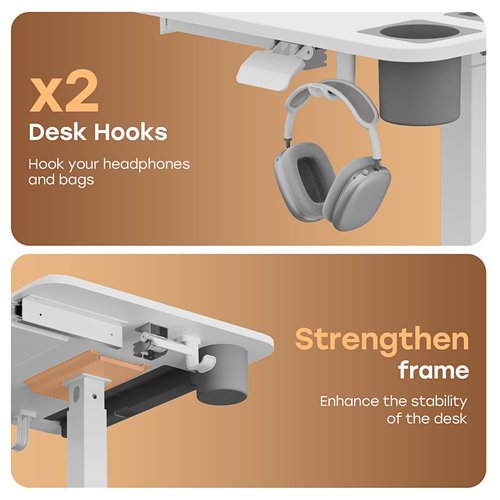 JYLH JOYSEEKER Mobile Small Standing Desk with Drawer, 23.6"x19.7" Rolling Laptop Cart on Wheels, Height Adjustable Sit Stand Computer Workstation with Storage for Compact Space, White
