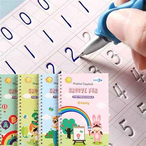 AALGO Handwriting Book Practice for Kids,Reusable Grooved Handwriting Books, Writing Practice for Kids Age 3-5
