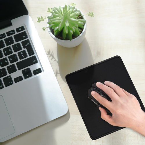 Mouse Pad, Gaming Pad, with Anti-Fray Stitching, Stitched Edges, Non-Slip Rubber Base-Durable, Portable, with Easy Glide, Quick Response, Water-Washable, Black