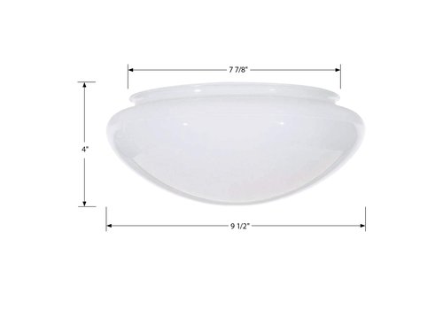 Satco 8 Inch Mushroom Glass Shade White Finish 9.5 Inch Diameter 7-7/8 Inch Fitter 4 Inch Height Replacement Globe Fixture Accessory 50-330