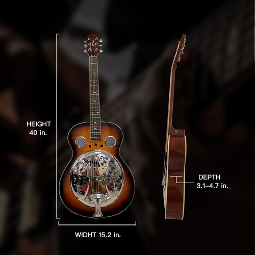 40-Inch Resonator Guitar with Spruce Top & Sapele Body - Black Brown Flame Finish, Okoume Neck, Rosewood Fingerboard | Sealed Tuners & Bronze Strings | Blues/Slide Guitar